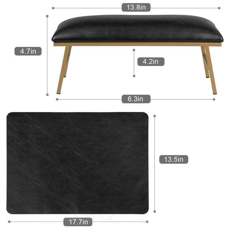 imene Arm Rest for Nails, Nail Arm Rest for Nail Tech with Microfiber Leather Nail Table Mat, Manicure Hand Rest Stand Nail Art Accessories Tool for Nails Tech(Black) - Image 5